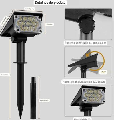 Imagem de Lampada Solar Jardim Parede Led Branco Quente