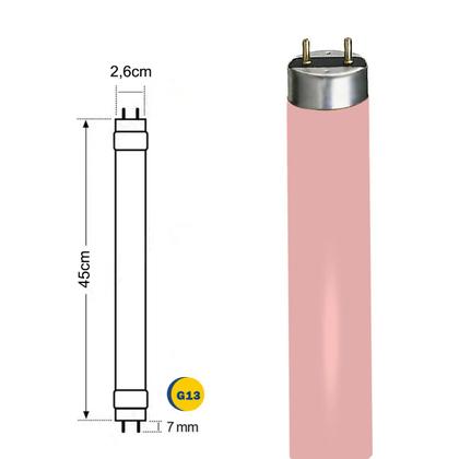 Imagem de Lâmpada Tubular Fluorescente T8 G13 15W Rosa 45Cm