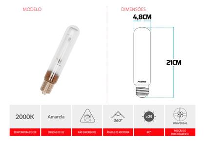 Imagem de Lâmpada Tubular Vapor De Sódio E40 Reator 150w 100v