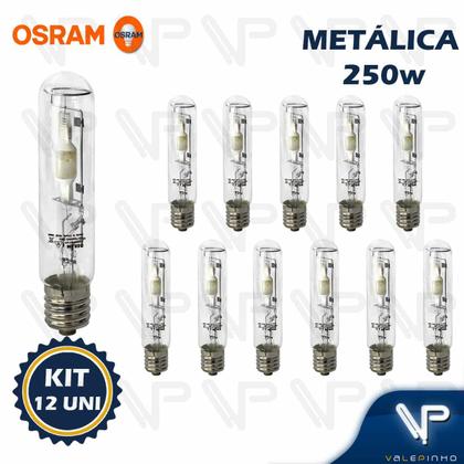 Imagem de Lâmpada vapor metálico tubular osram   250w 5500k(branco frio)e40 hqi-t kit12