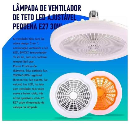 Imagem de Lâmpada Ventilador Branco De Teto Com Led Pequeno E27 30w 110v
