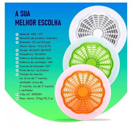 Imagem de Lâmpada Ventilador Branco De Teto Com Led Pequeno E27 30w 110v