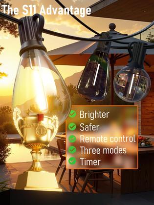 Imagem de Lâmpadas de corda externas luckystyle 15m LED 16+1 2700K