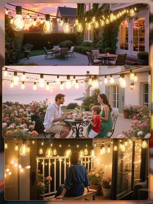 Imagem de Lâmpadas de corda externas luckystyle 15m LED 16+1 2700K