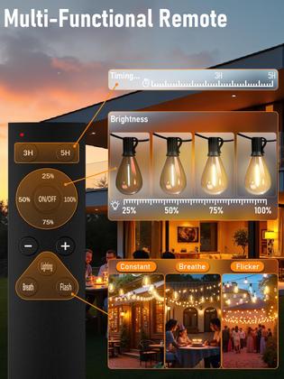 Imagem de Lâmpadas de corda externas luckystyle 15m LED 16+1 2700K