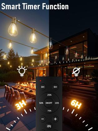 Imagem de Lâmpadas de corda externas luckystyle 15m LED 16+1 2700K