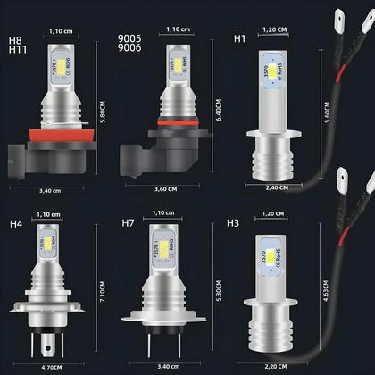 Imagem de Lâmpadas de LED Super Brilhantes 6000K - Faróis H7 H1 H8 H9 H11 9005 9006 HB3 HB4 (2 Unidades)