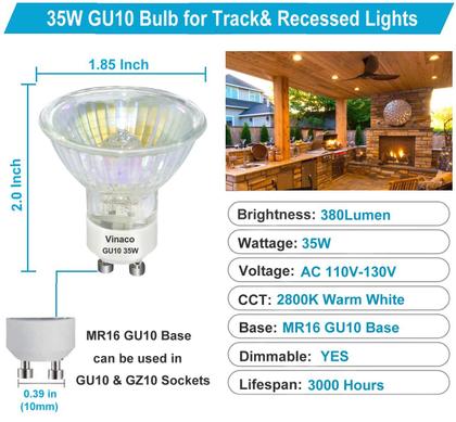 Imagem de Lâmpadas halógenas Vinaco Gu10 35W 120V, pacote com 6 unidades, reguláveis