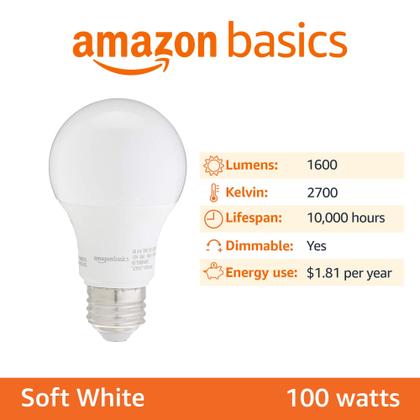Imagem de Lâmpadas LED Amazon Basics A19 15W, pacote com 6 lâmpadas brancas macias