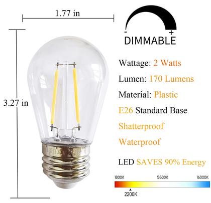 Imagem de Lâmpadas LED de substituição Rolay S14 Clear String Light 2W