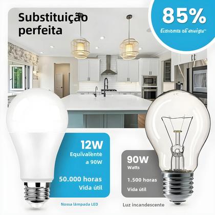 Imagem de Lâmpadas LED E27/E14 12W - 1200 Lumens (Equivalente a 120W) - Ultrabrilhantes para Sala