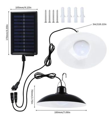 Imagem de Lâmpadas LED solares suspensas 120º com controle de 90lm/w (conjunto de 2)