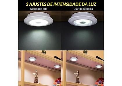 Imagem de Lampadas Luminária Led Controle Sem Fio Spot Remoto Sensor Kit 3 Peças
