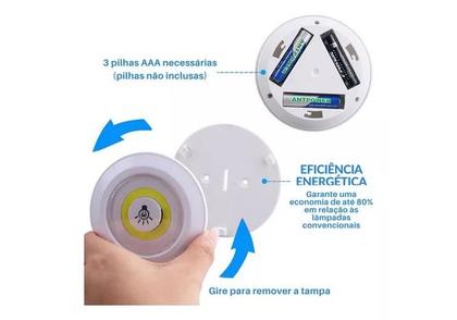 Imagem de Lampadas Luminária Led Controle Sem Fio Spot Remoto Sensor Kit 3 Peças