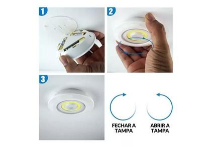Imagem de Lampadas Luminária Led Controle Sem Fio Spot Remoto Sensor Kit 3 Peças