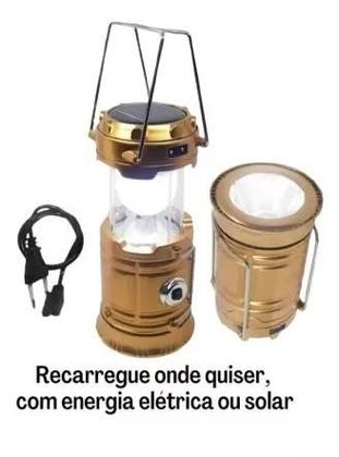 Imagem de Lampião Lanterna Luminária Carregador Solar Camping Usb Led
