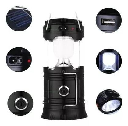 Imagem de Lampião Lanterna Luminária Carregador Solar Camping Usb Led