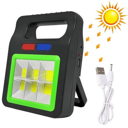 Imagem de Lampião Lanterna Luminária LED De Emergência Recarregável Via Cabo e Solar Camping YX605COB6