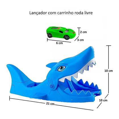 Lança Carrinho no Formato de Tubarão com Veículo Roda Livre Wheels - Goal Kids Imagem de Lança Carrinho no Formato de Tubarão com Veículo Roda Livre Wheels