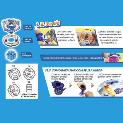 Imagem de Lançador e Pião de Batalha com Arena - Zip Zap com Luz - DM Toys