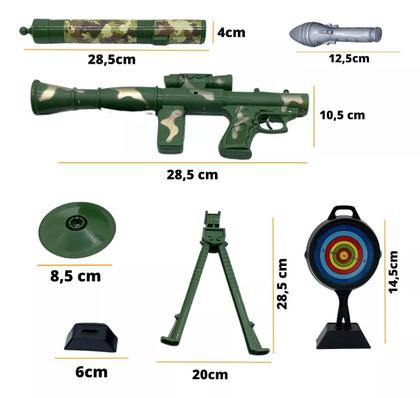 Lançador Kit Morteiro Bazuca Exercito Lança Dardos Mísseis Alvo
