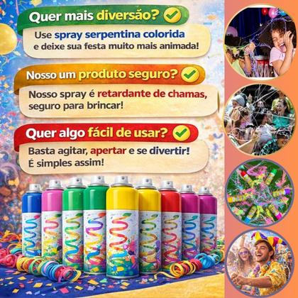 Imagem de Lançador Serpentina Spray Festas Eventos Carnaval Retardante