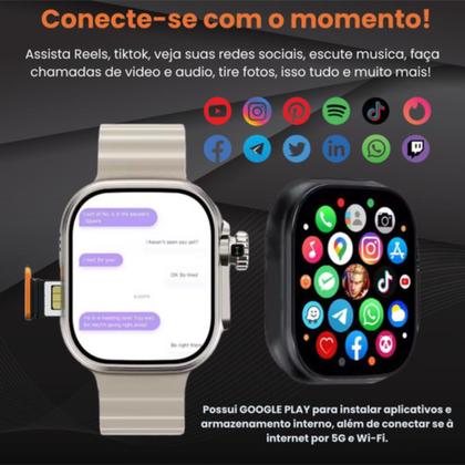Imagem de Lançamento Smartwatch Ultra 3 Ai Chip 5g Câmera Wifi 16gb + 4 Pulseiras