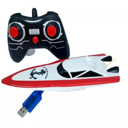 Imagem de Lancha com controle remoto aquático multifunções recarregável brinquedo para água