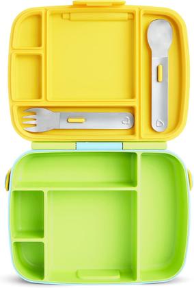Imagem de Lancheira Bento Box com Talheres Amarelo/Verde/Azul