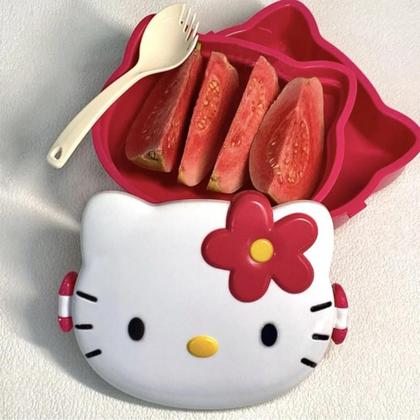 Imagem de Lancheira Bento Box Hello Kitty Kawaii - Caixa Selada para Meninas - Organizador de Frutas