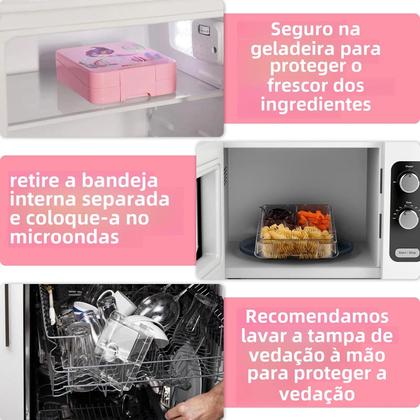 Imagem de Lancheira Bento Sereia para Crianças - 4 Compartimentos para Creche e Escola