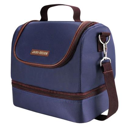 Imagem de Lancheira Bolsa 2 Compartimentos Azul Térmica Marmita Fitnes