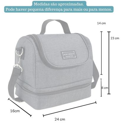 Imagem de Lancheira Bolsa 2 Compartimentos Azul Térmica Marmita Fitnes