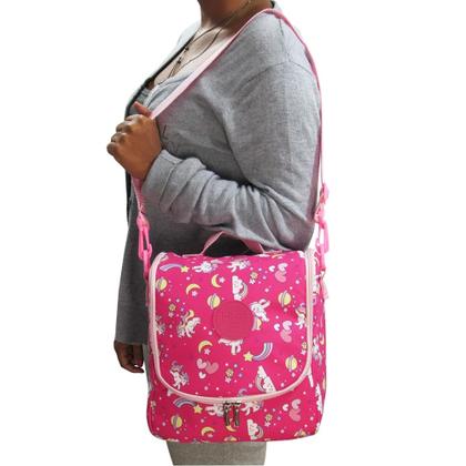 Imagem de Lancheira Bolsa Feminina Térmica Unicórnio Escolar Academia - Mac Mochilas