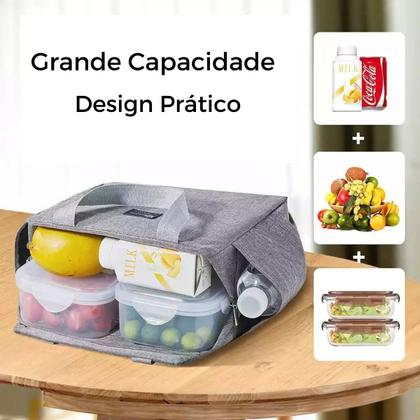 Imagem de Lancheira Bolsa Passeio Marmita Viagem Academia Praia Bebida Casual