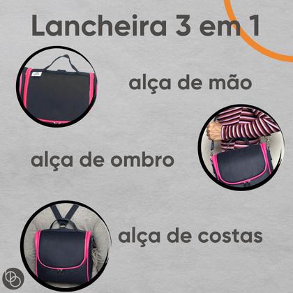Imagem de Lancheira Bolsa térmica frasqueira alimentos marmita bebidas com alça 3 em 1  bubag