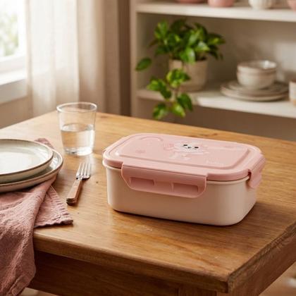 Imagem de Lancheira Com Divisória Bento Box Rosa Gato 22178 - Buba