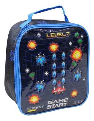 Imagem de Lancheira Escolar Game Start Azul Menino De Costas Infantil