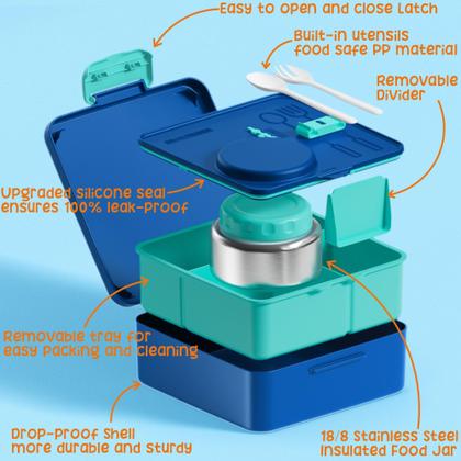 Imagem de Lancheira Fimibuke Bento Box para crianças e adultos com garrafa térmica 250mL