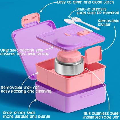 Imagem de Lancheira Fimibuke Bento com garrafa térmica de sopa de 240 ml e recipiente de 1,8 L