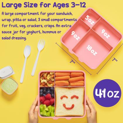 Imagem de Lancheira Fimibuke Bento para crianças 41 onças 4 compartimentos+3 anos