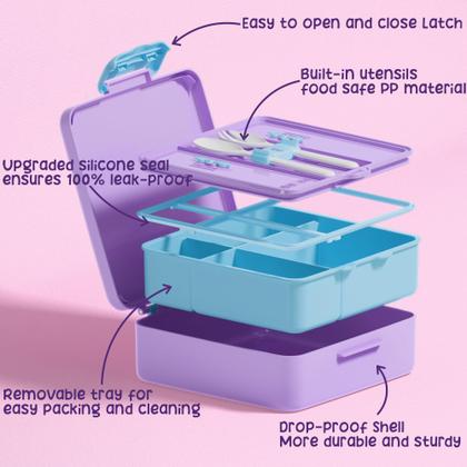 Imagem de Lancheira Fimibuke Bento para crianças 41 onças 4 compartimentos+3 anos