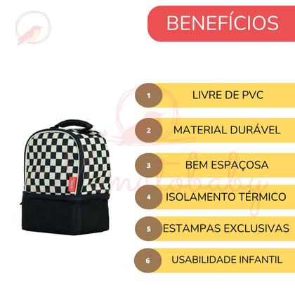 Imagem de Lancheira Infantil Isolamento térmico Bolsa Lanche Escolar