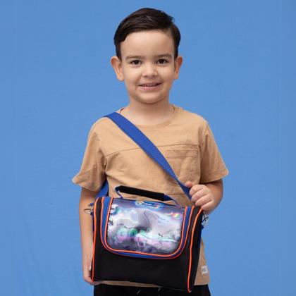 Imagem de Lancheira Infantil Térmica Bolsa Escolar Transversal Grande Menino Masculina Reforçada Escola Gamer Cristal