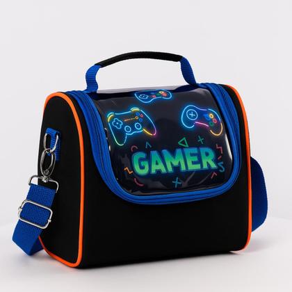 Imagem de Lancheira Infantil Térmica Bolsa Escolar Transversal Grande Menino Masculina Reforçada Escola Gamer Cristal