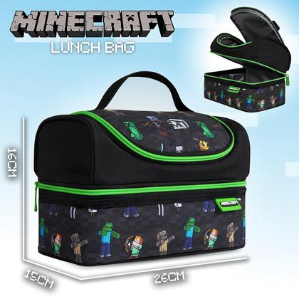 Imagem de Lancheira Minecraft isolada para crianças, lanches de viagem, preta