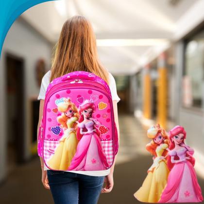 Imagem de Lancheira Mochila E Estojo Infantil Rosa Princesa Brilhante Para Escola Passeios E Presentes Barato