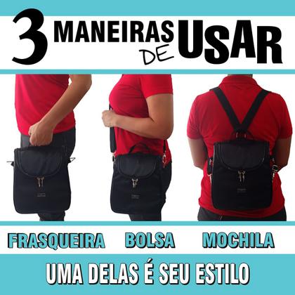 Imagem de Lancheira Térmica 4L CK Presentes 3 em 1 Bolsa Mão Tiracolo e Mochila Trabalho Escola e Viagem