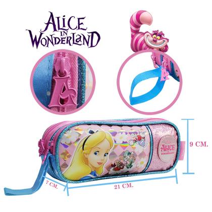 Imagem de Lancheira Térmica Alice No País Das Maravilhas E Estojo Dois Bolsos Escolar Meninas Infantil Disney