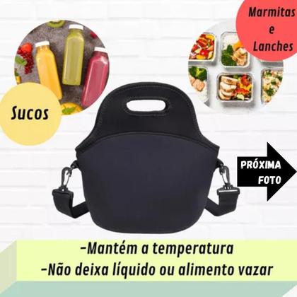 Imagem de Lancheira Térmica Bolsa Marmita Fitness Neoprene Portátil Lanche Viagem Necessaire Comida Alça Marmiteira Diversas Cores e Modelos